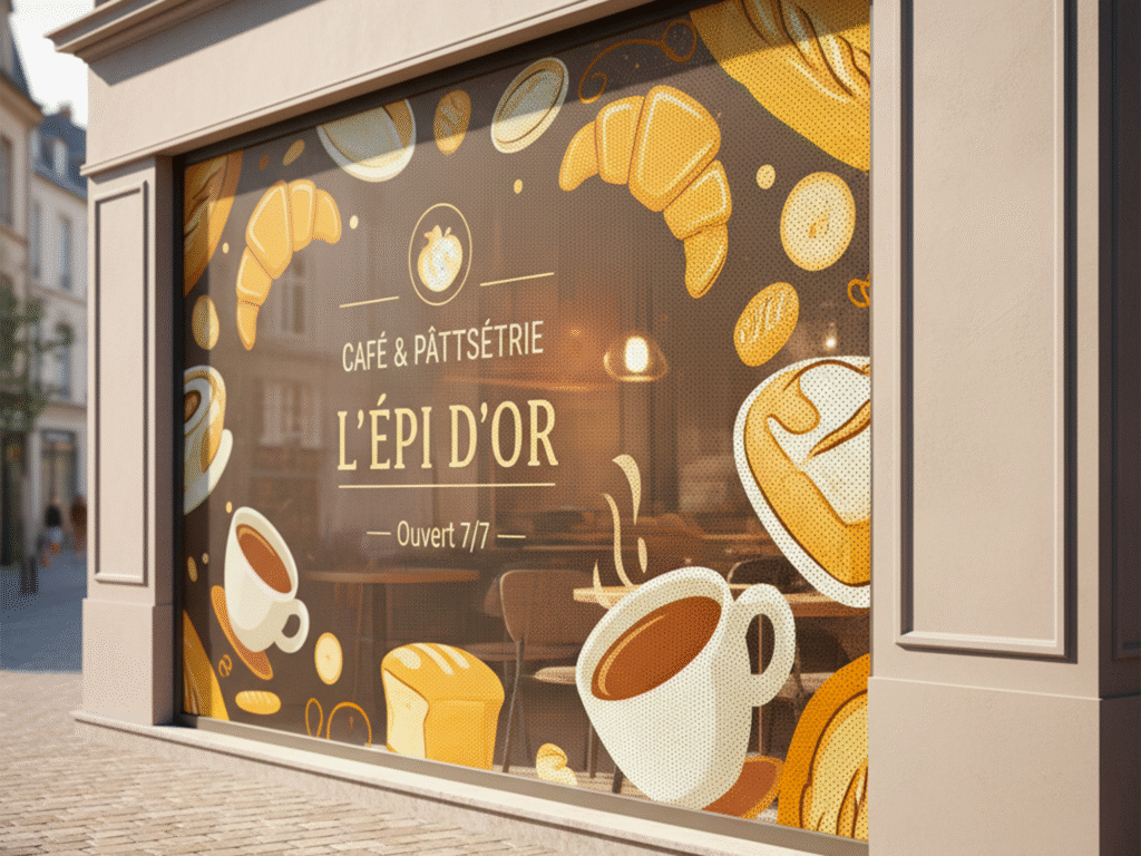 Vitrophanie micro-perforé Nancy : Impression adhésif microperforé pour vitrine à Metz et Grand Est.