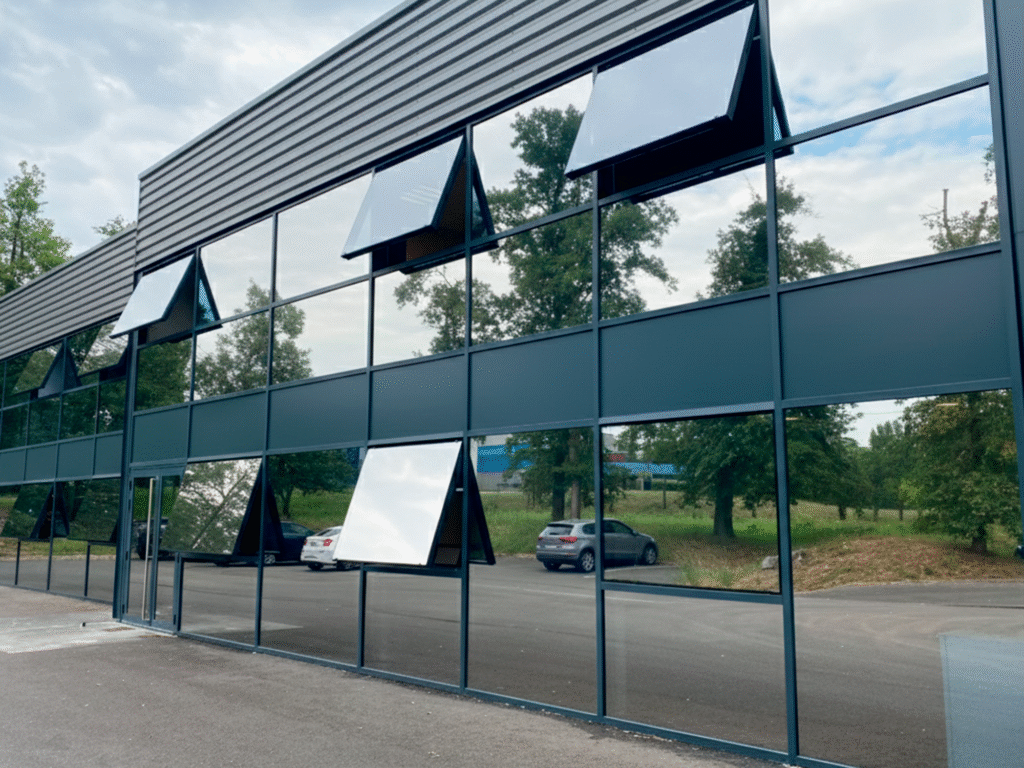 Film solaire anti-chaleur bâtiment à Nancy : Protection UV, isolation thermique vitrage et film anti-éblouissement pour bureaux et maisons à Metz.