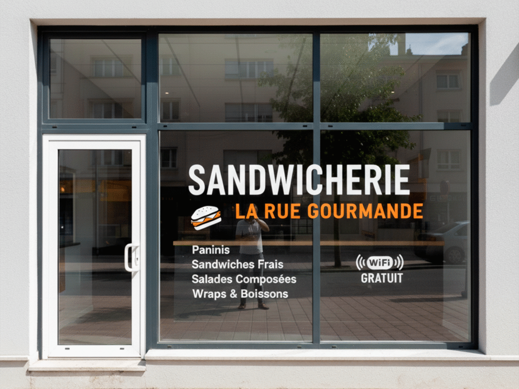 Décoration adhésive personnalisée pour magasin, restaurant et devanture de boutique à Metz.